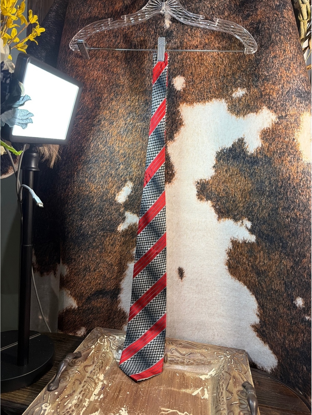 Borrelli Hand Attached Red and Black Striped Men's Tie